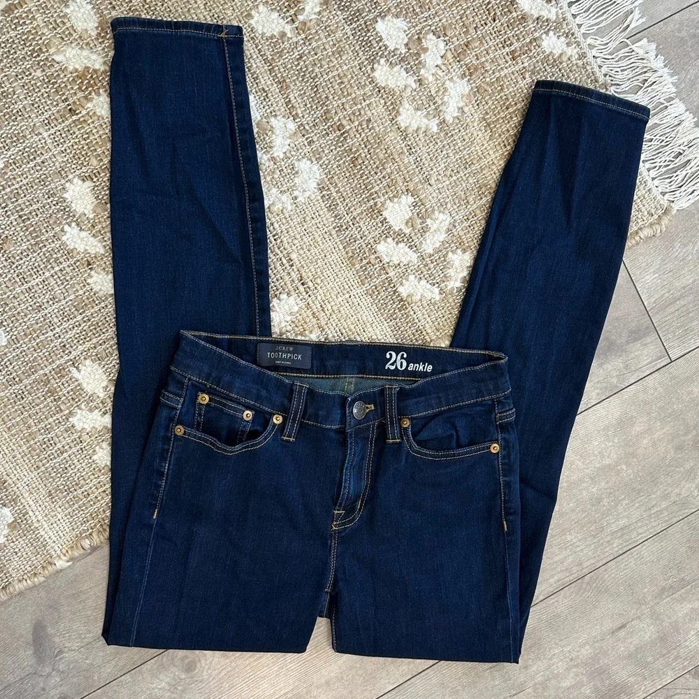 J. Crew Women’s Toothpick Skinny Ankle Jeans Size 26 Dark Blue Jeans Like New
